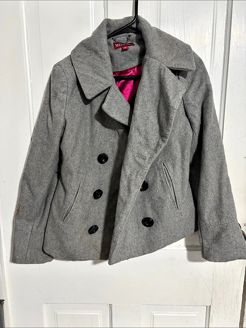 Merona Gray Pea Coat Size Medium Like New